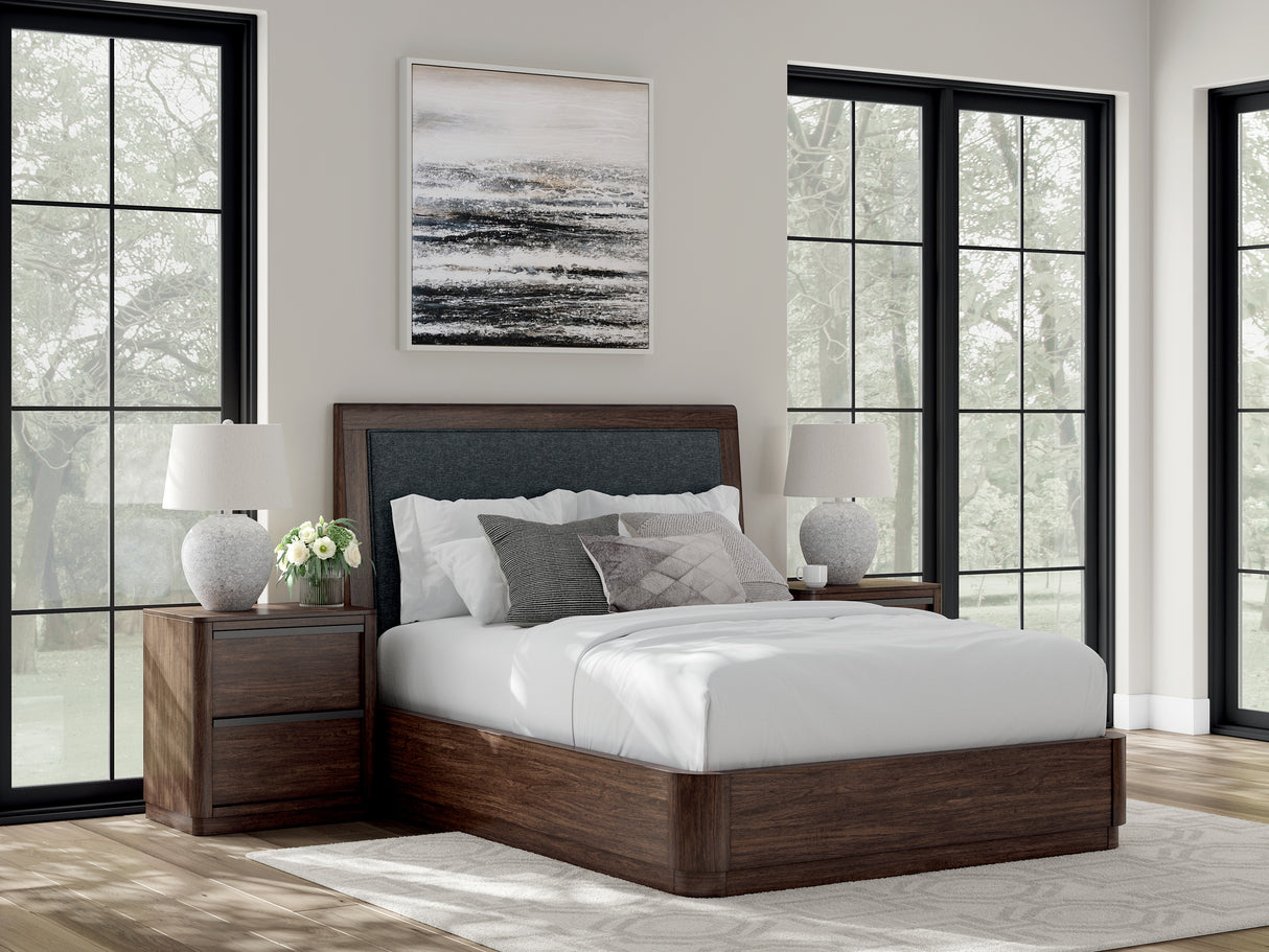 Nashville Furniture Outlets - Ashley Furniture - Dilenno Bedroom - Queen Upholstered Panel Bed / Dark Brown - PCB857B4
