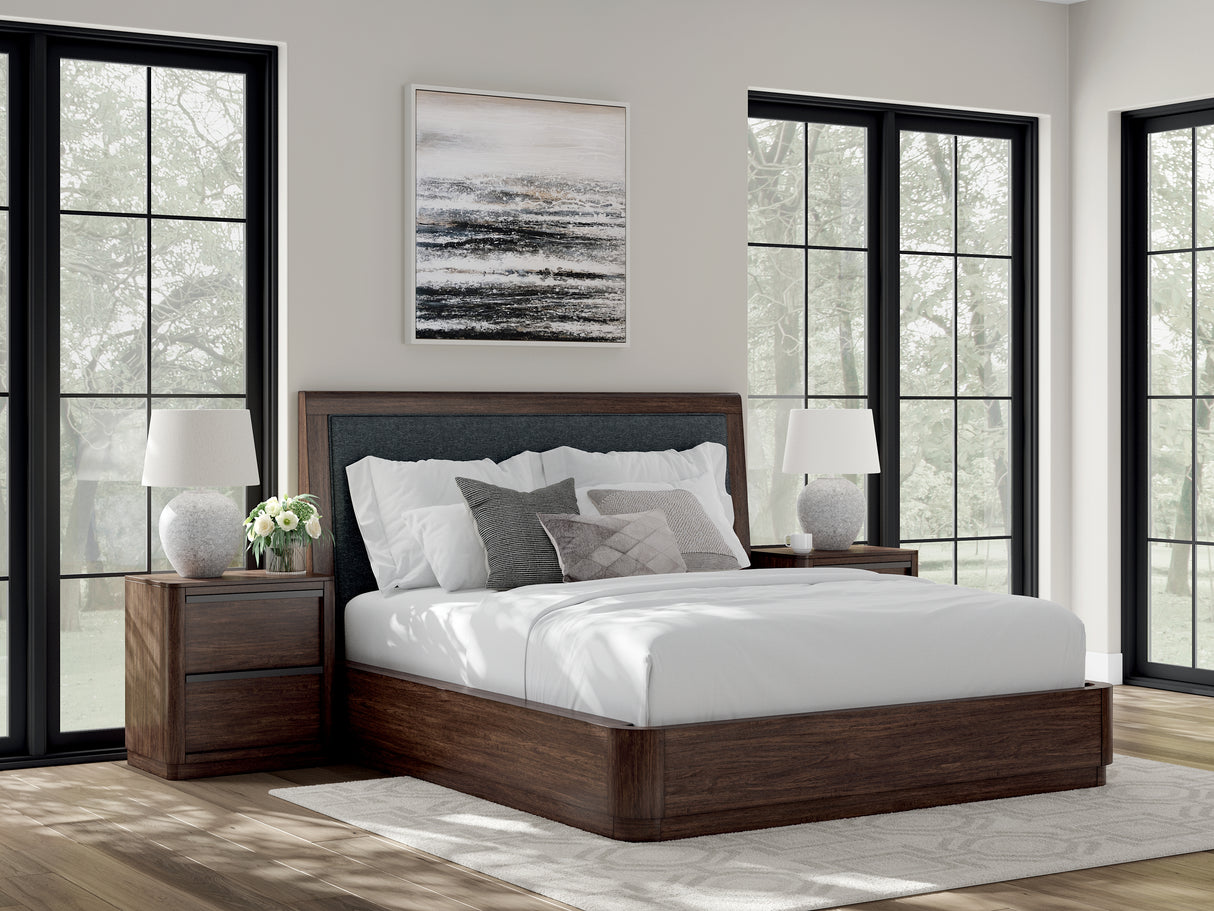 Nashville Furniture Outlets - Ashley Furniture - Dilenno Bedroom - California King Upholstered Panel Bed / Dark Brown - PCB857B9