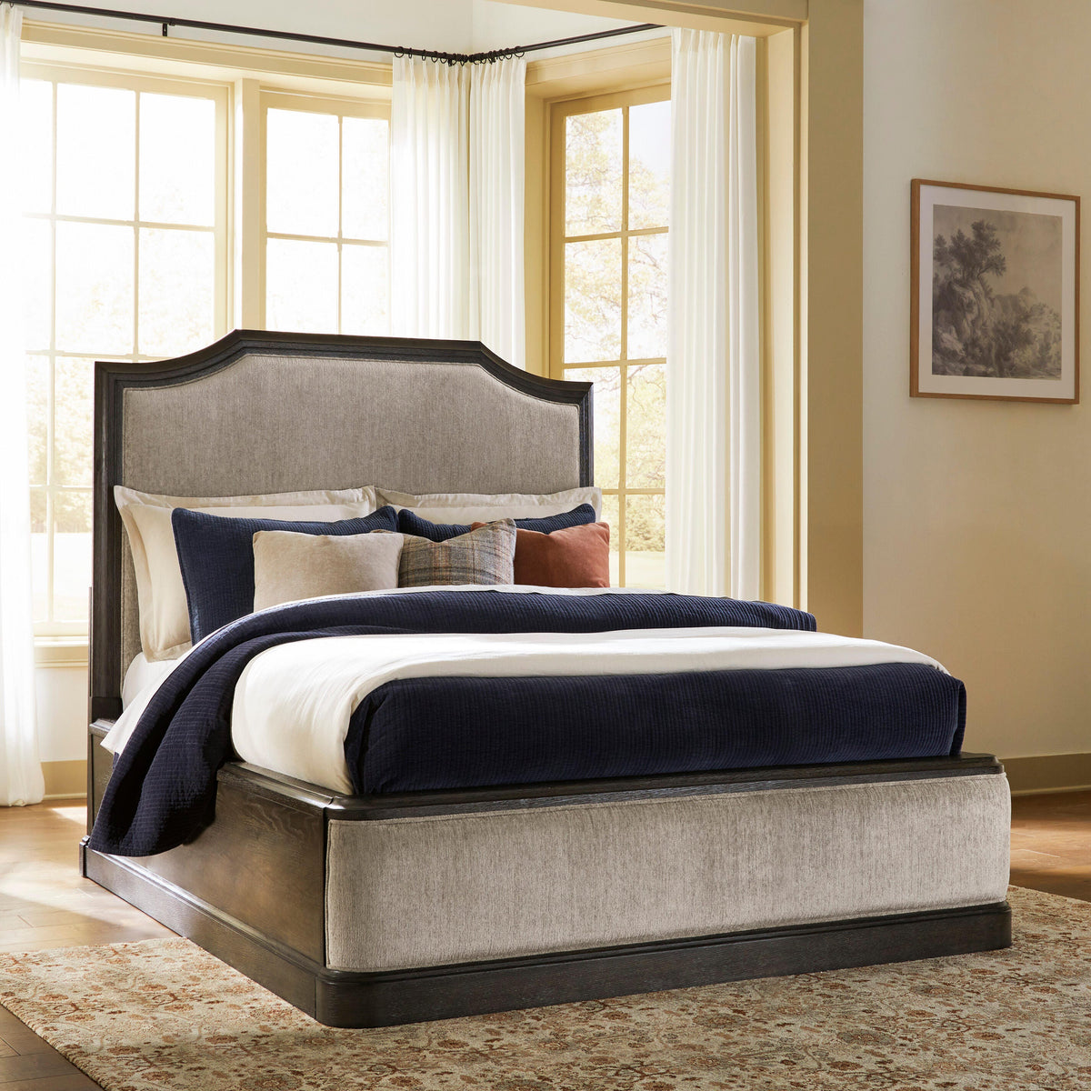 Nashville Furniture Outlets - Ashley Furniture - Wickenger Bedroom - Queen Upholstered Panel Bed / Dark Brown - PCB889B2