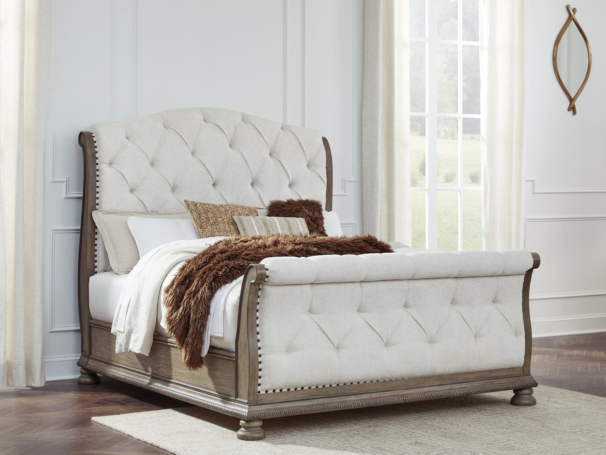 Nashville Furniture Outlets - Ashley Furniture - Ardenfield Bedroom - Queen Upholstered Sleigh Bed / Light Brown - B944B2
