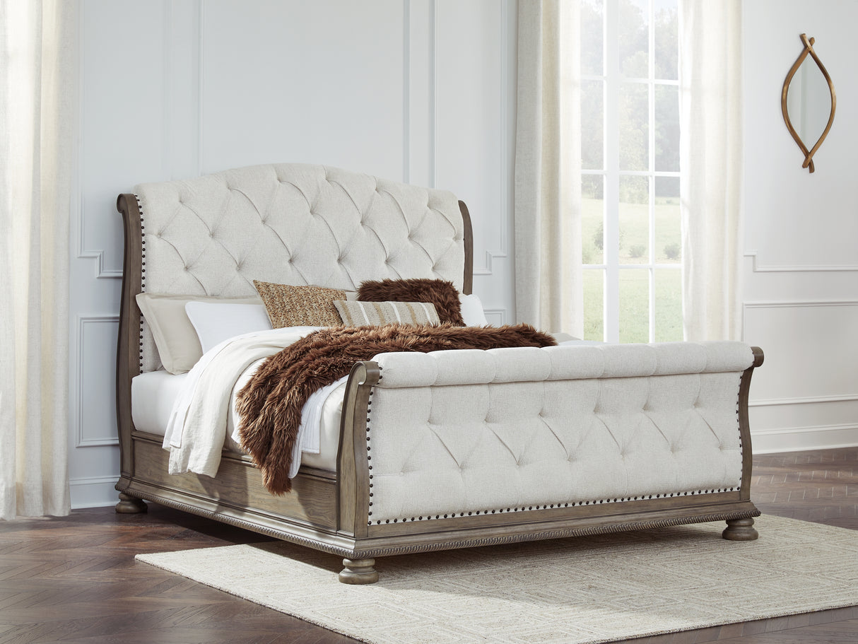 Nashville Furniture Outlets - Ashley Furniture - Ardenfield Bedroom - California King Upholstered Sleigh Bed / Light Brown - B944B5