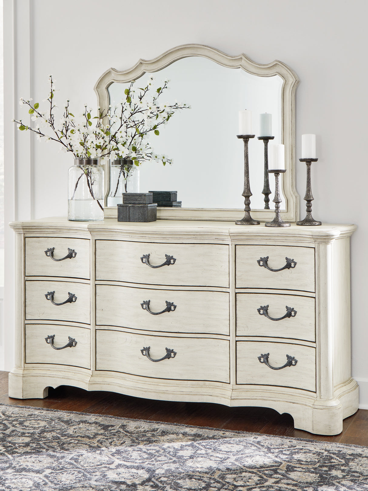 Nashville Furniture Outlets - Ashley Furniture - Arlendyne Bedroom - Dresser and Mirror / Antique White - B980B1