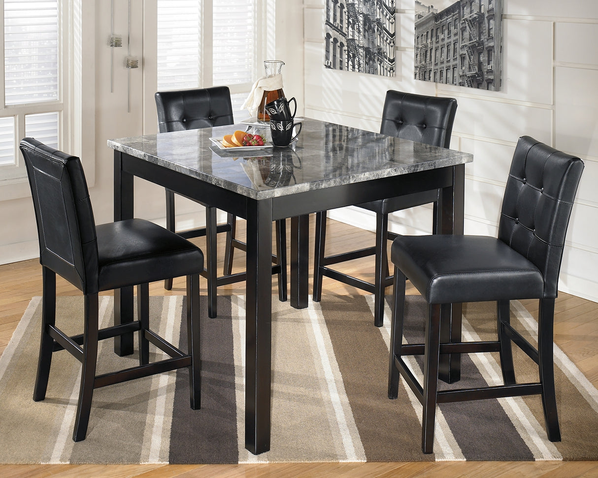 Nashville Furniture Outlets - Ashley Furniture - Maysville Dining Room - Square Counter TBL Set (5/CN) / Black - D154-223