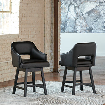 Nashville Furniture Outlets - Ashley Furniture - Tallenger Dining Room - Counter Height Bar Stool (Set of 2) / Black/Dark Brown - D380-924X2