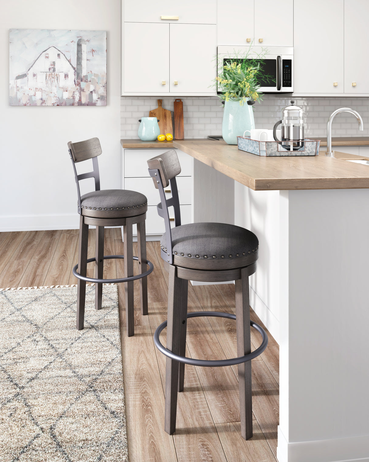 Nashville Furniture Outlets - Ashley Furniture - Caitbrook Dining Room - Tall UPH Swivel Barstool(1/CN) / Gray - D388-230