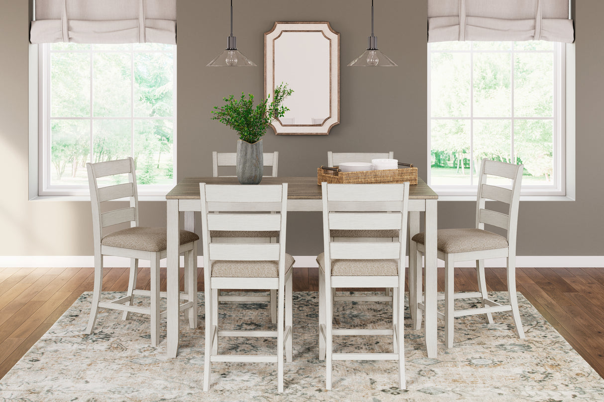 Nashville Furniture Outlets - Ashley Furniture - Skempton Dining Room - RECT DRM Counter TBL Set(7/CN) / White/Light Brown - D394-423