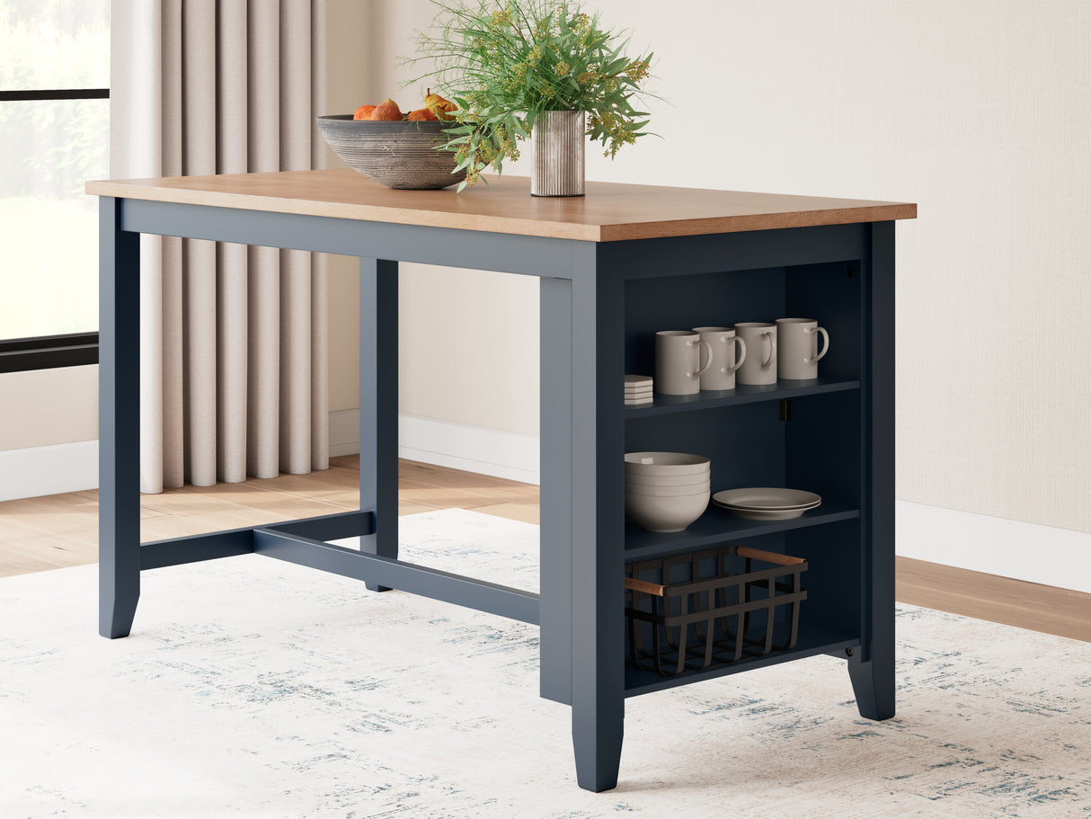 Nashville Furniture Outlets - Ashley Furniture - Gesthaven Dining Room - RECT Dining Room Counter Table / Natural/Blue - D399-13