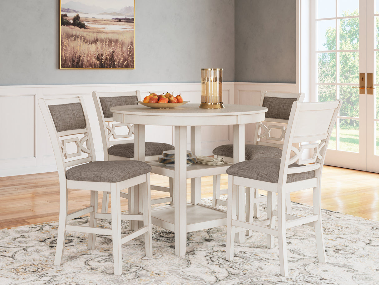 Nashville Furniture Outlets - Ashley Furniture - Erinberg Dining Room - DRM Counter Table Set (5/CN) / Antique White - D423-223