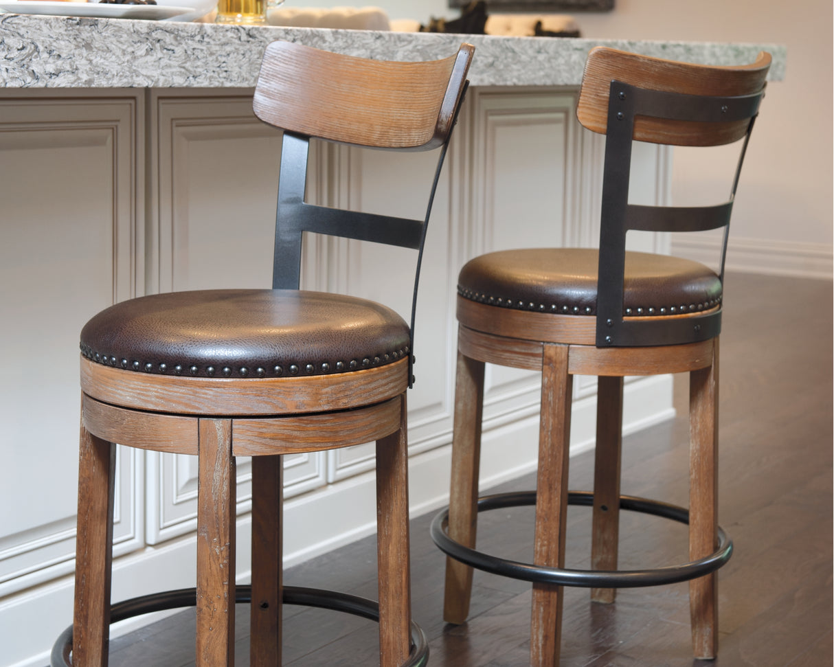 Nashville Furniture Outlets - Ashley Furniture - Pinnadel Dining Room - Counter Height Bar Stool (Set of 2) / Grayish Brown - D542-124X2