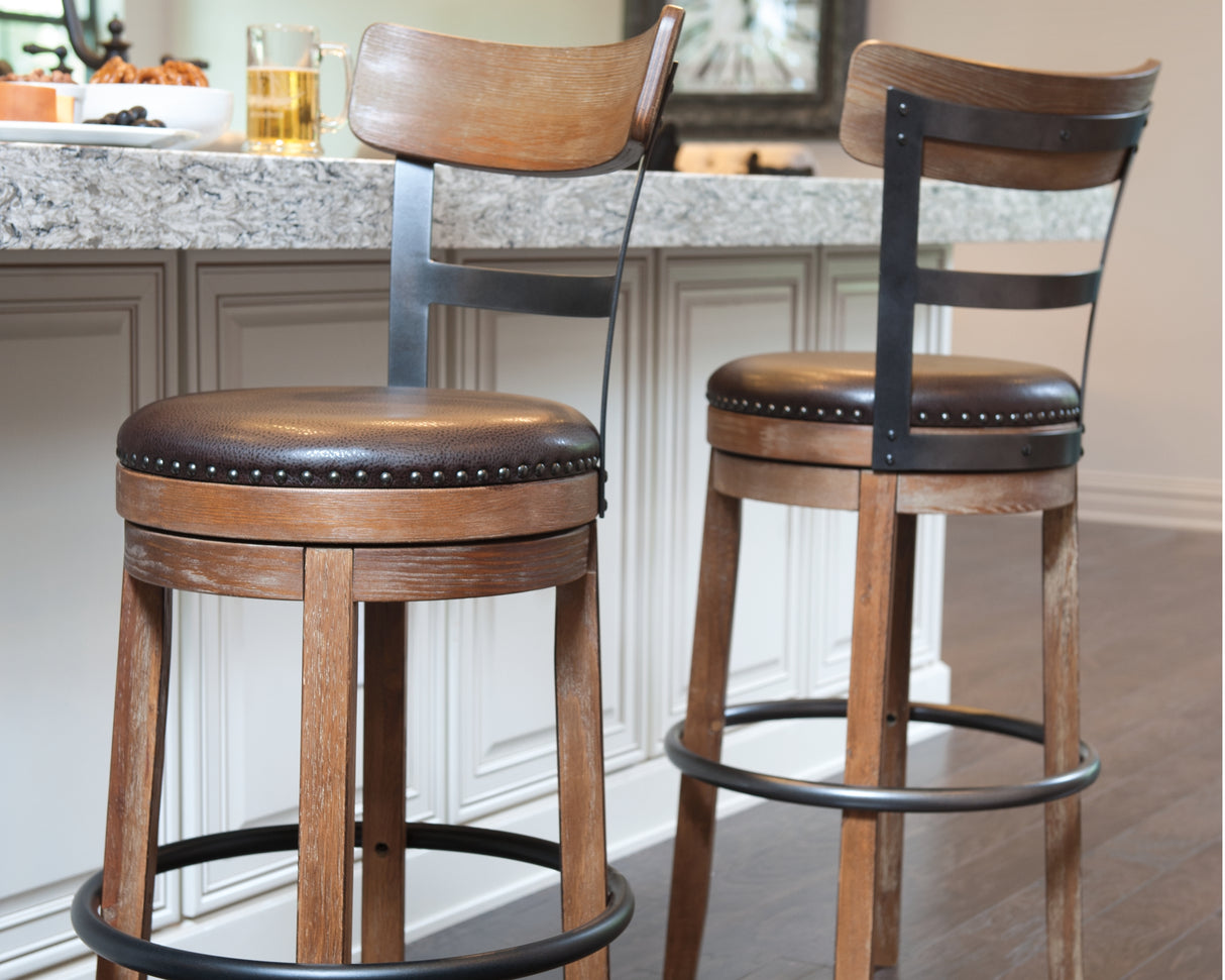 Nashville Furniture Outlets - Ashley Furniture - Pinnadel Dining Room - Bar Height Bar Stool (Set of 2) / Grayish Brown - D542-130X2