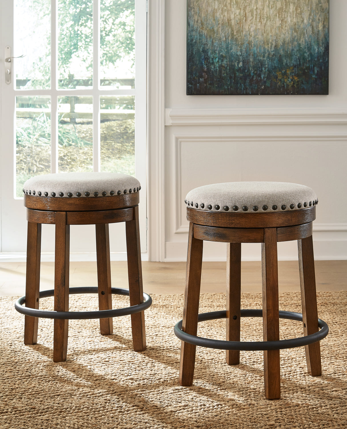 Nashville Furniture Outlets - Ashley Furniture - Valebeck Dining Room - UPH Swivel Stool (1/CN) / Brown/Black - D546-124