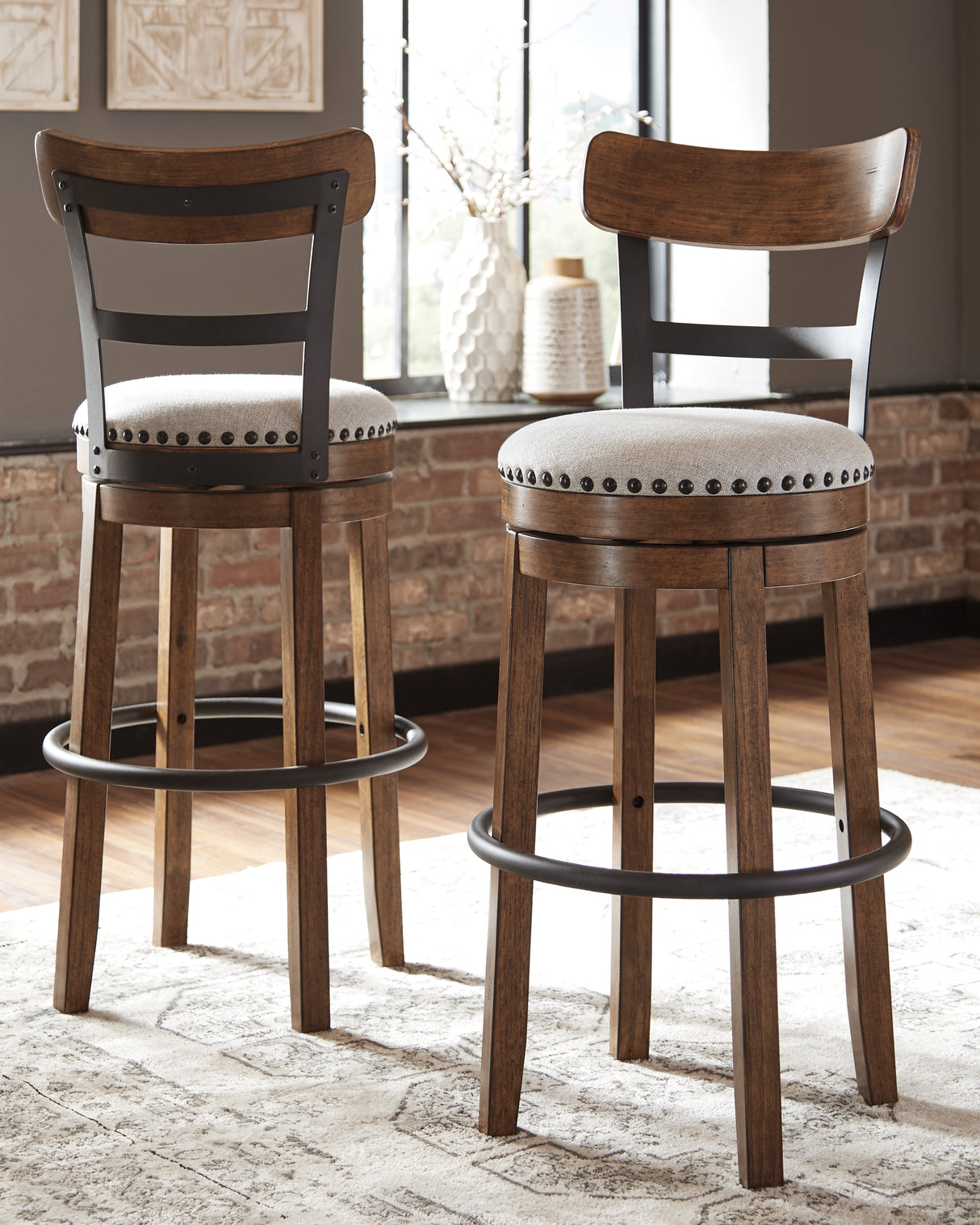 Nashville Furniture Outlets - Ashley Furniture - Valebeck Dining Room - Tall UPH Swivel Barstool(1/CN) / Brown - D546-430