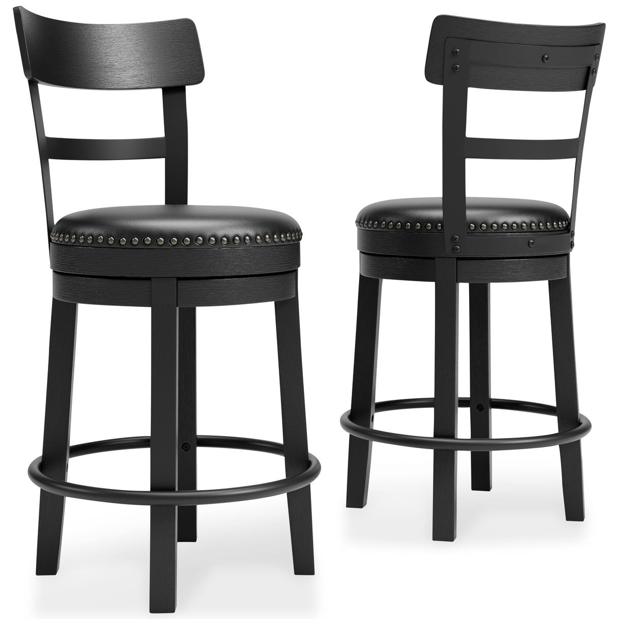 Nashville Furniture Outlets - Ashley Furniture - Valebeck Dining Room - UPH Swivel Barstool (1/CN) / Black - D546-624