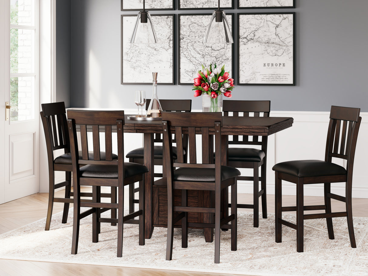 Nashville Furniture Outlets - Ashley Furniture - Haddigan Dining Room - RECT DRM Counter EXT Table / Dark Brown - D596-42