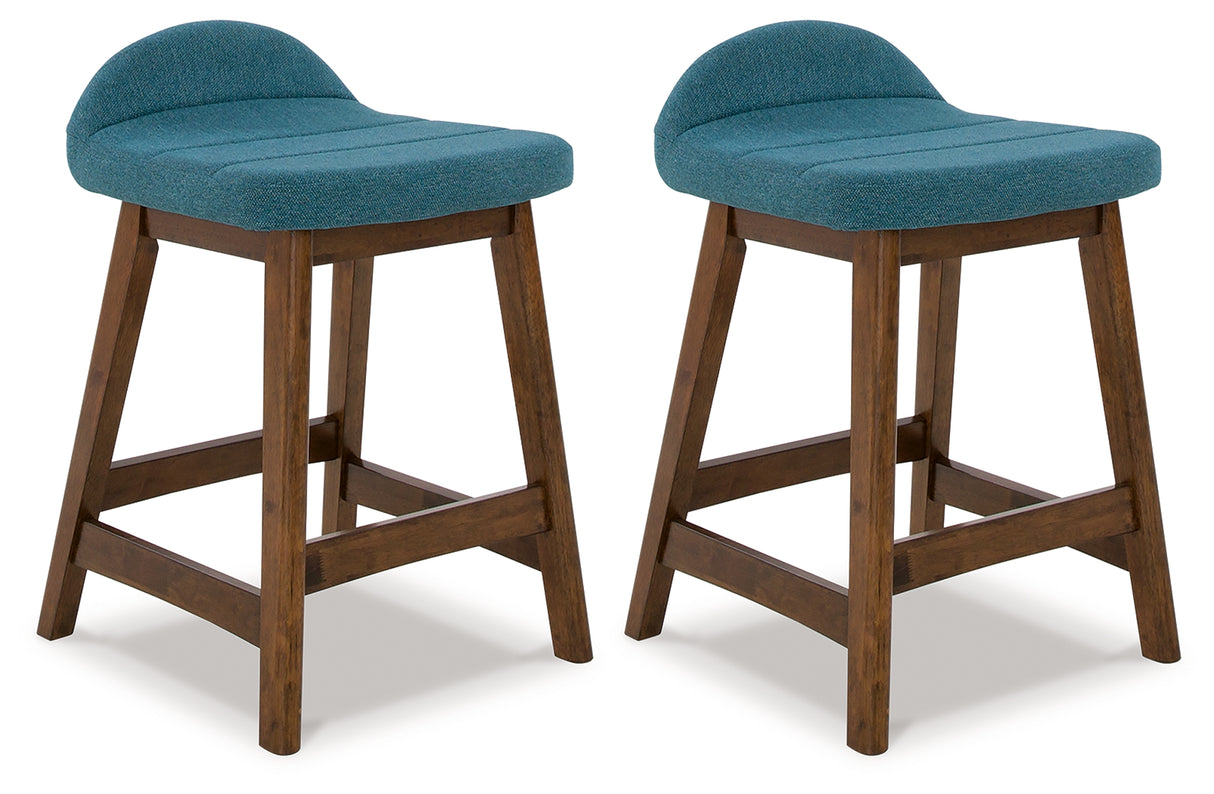 Nashville Furniture Outlets - Ashley Furniture - Lyncott Dining Room - Counter Height Bar Stool (Set of 2) / Blue/Brown - D615-324X2