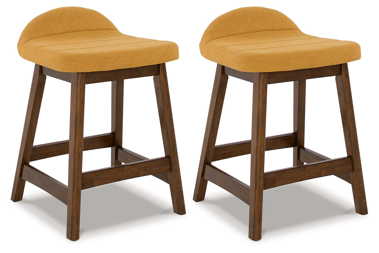 Nashville Furniture Outlets - Ashley Furniture - Lyncott Dining Room - Counter Height Bar Stool (Set of 2) / Mustard/Brown - D615-424X2