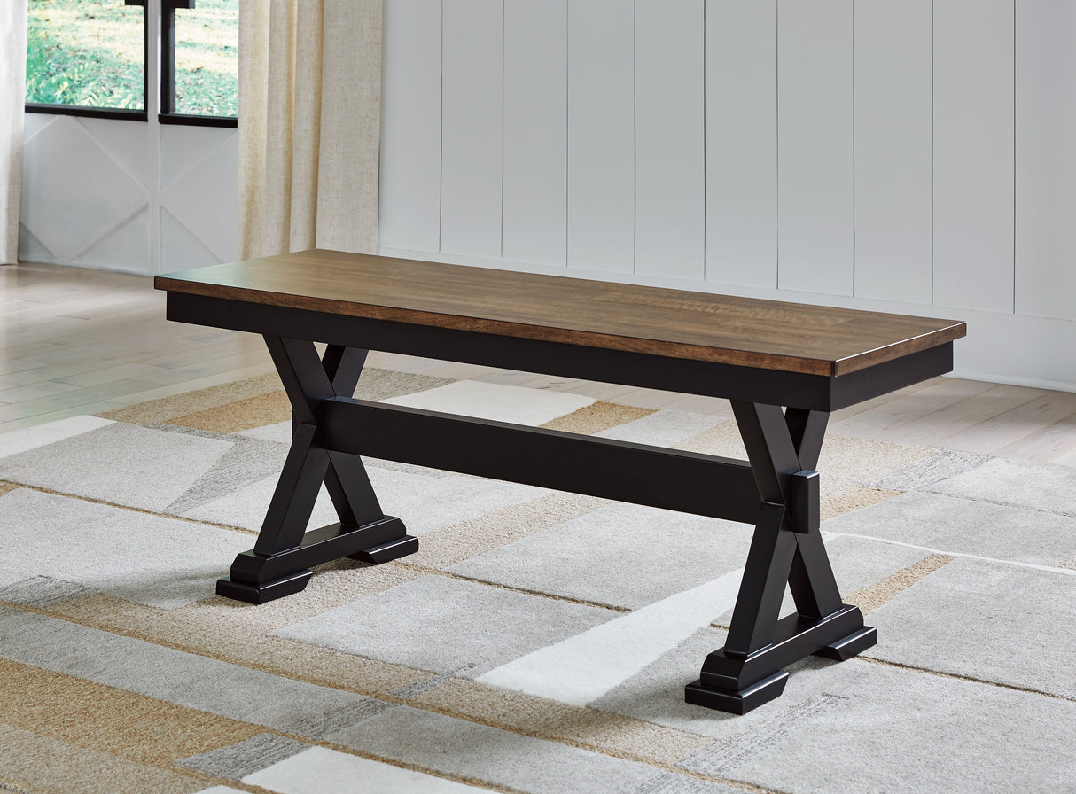 Nashville Furniture Outlets - Ashley Furniture - Wildenauer Dining Room - Large Dining Room Bench / Brown/Black - D634-00