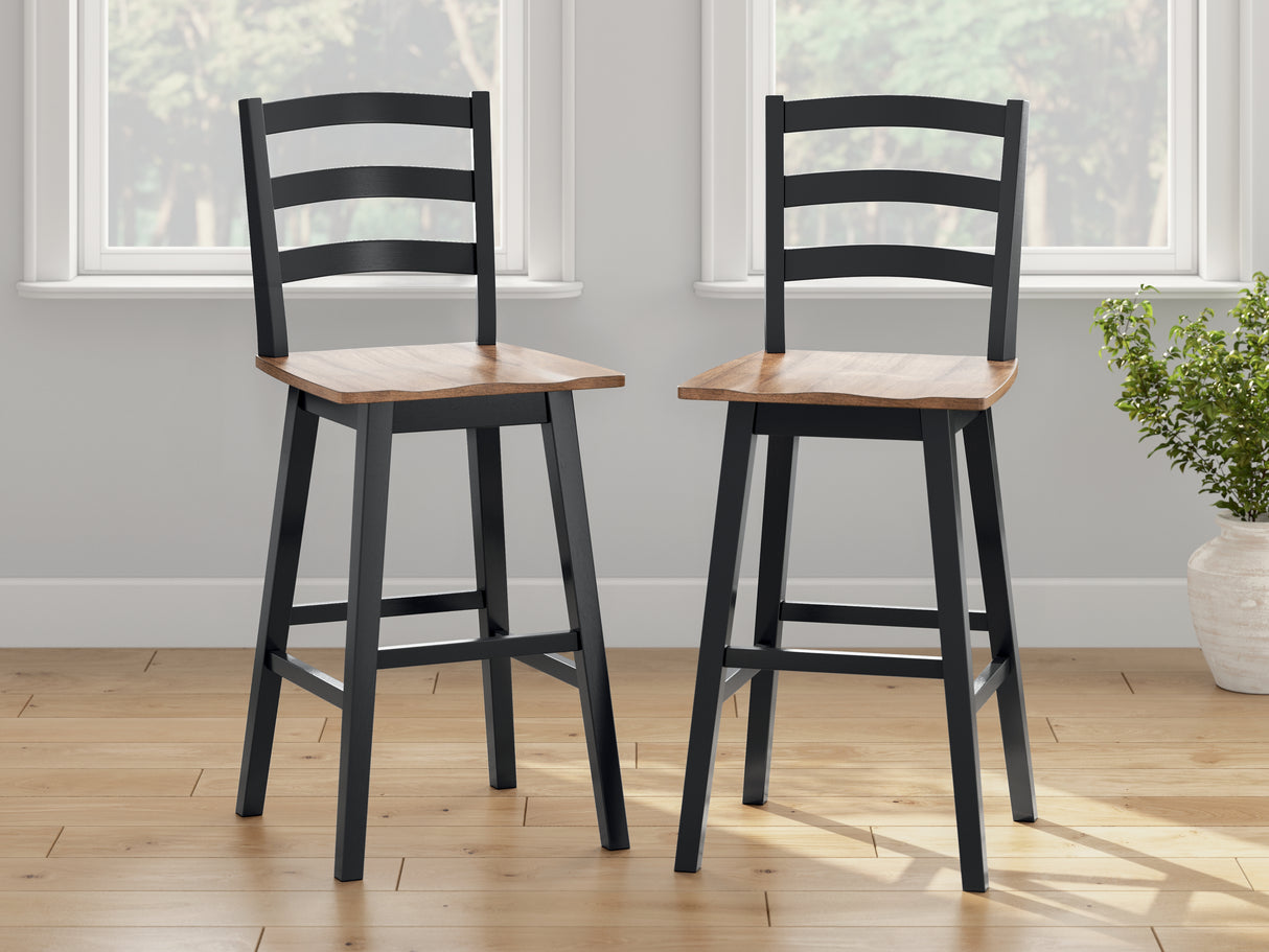 Nashville Furniture Outlets - Ashley Furniture - Wildenauer Dining Room - Bar Height Barstool (Set of 2) / Brown/Black - D634-230X2