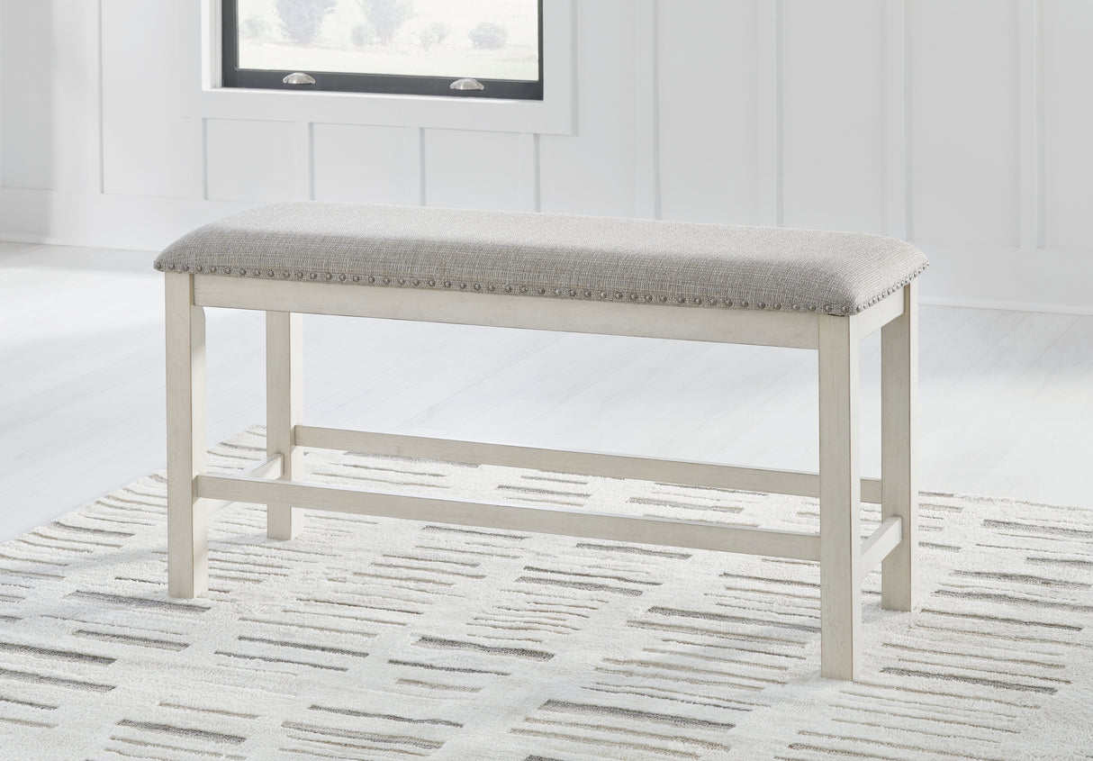 Nashville Furniture Outlets - Ashley Furniture - Robbinsdale Dining Room - DBL Counter UPH Bench (1/CN) / Antique White - D642-09