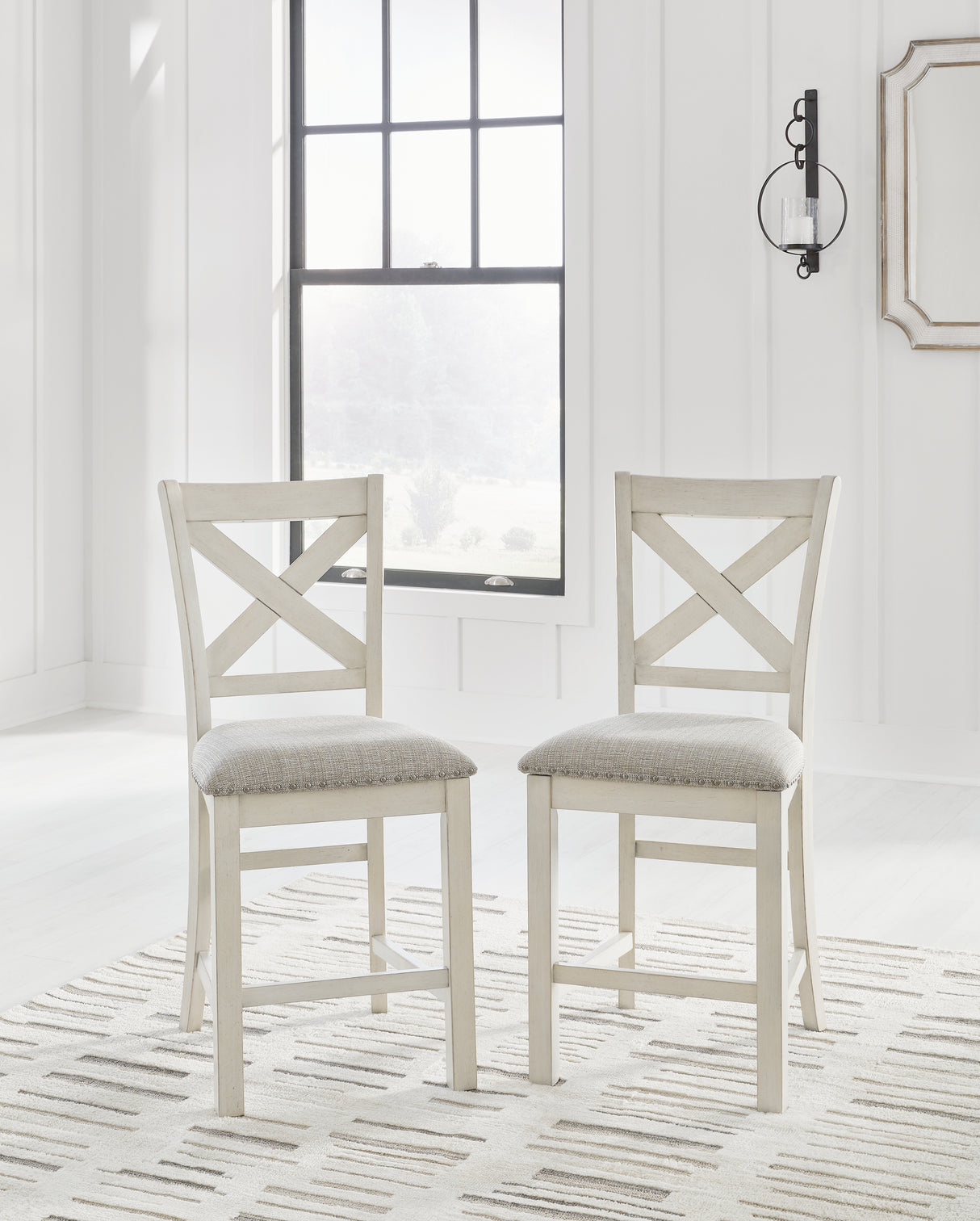 Nashville Furniture Outlets - Ashley Furniture - Robbinsdale Dining Room - Barstool (Set of 2) / Antique White - D642-124X2