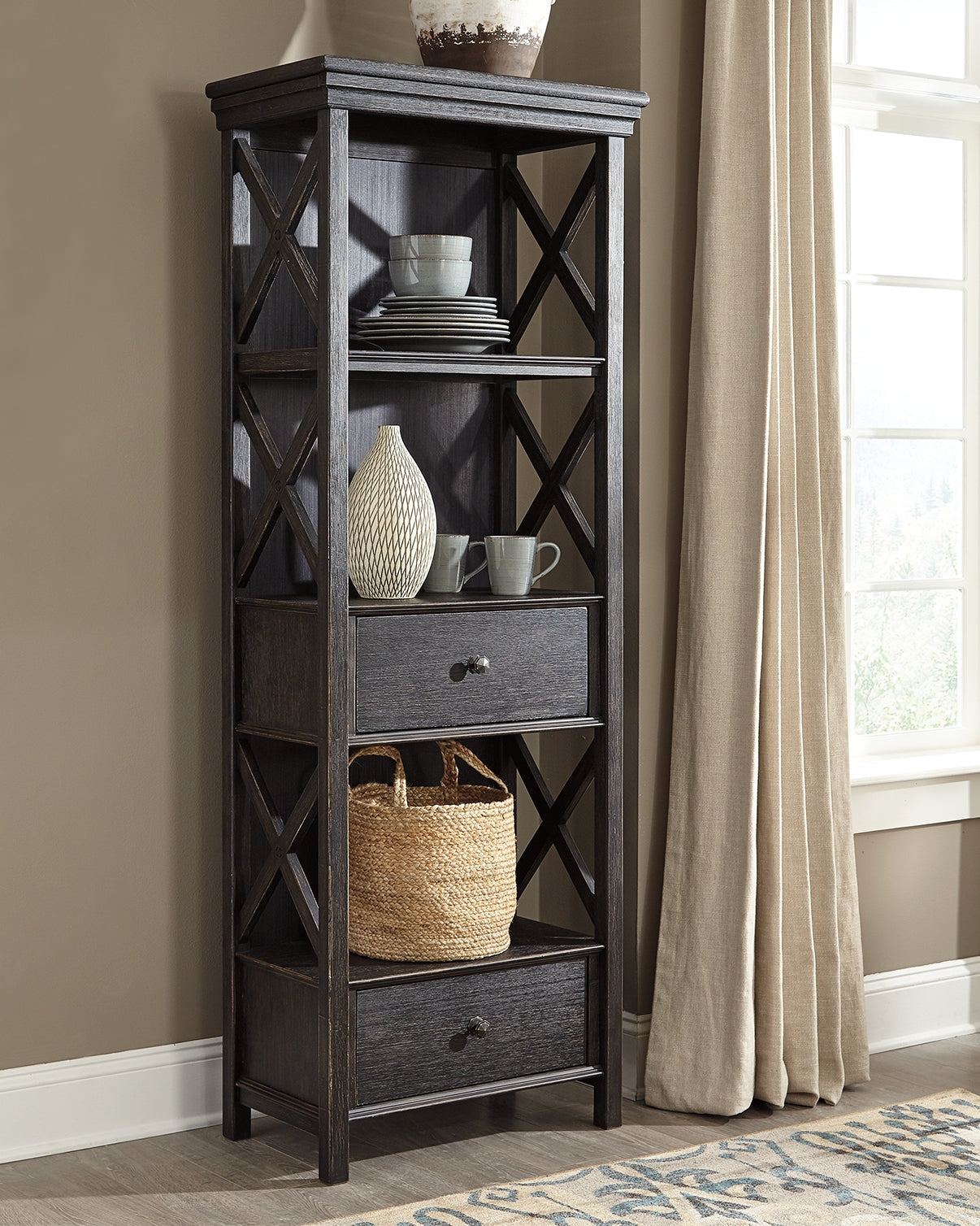 Nashville Furniture Outlets - Ashley Furniture - Tyler Creek Dining Room - Display Cabinet / Black/Gray / 28"W x 16"D x 75"H - D736-76