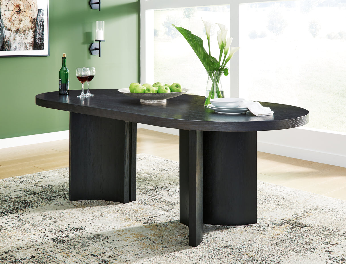Nashville Furniture Outlets - Ashley Furniture - Rowanbeck Dining Room - Oval Dining Room Table / Black - D821-25