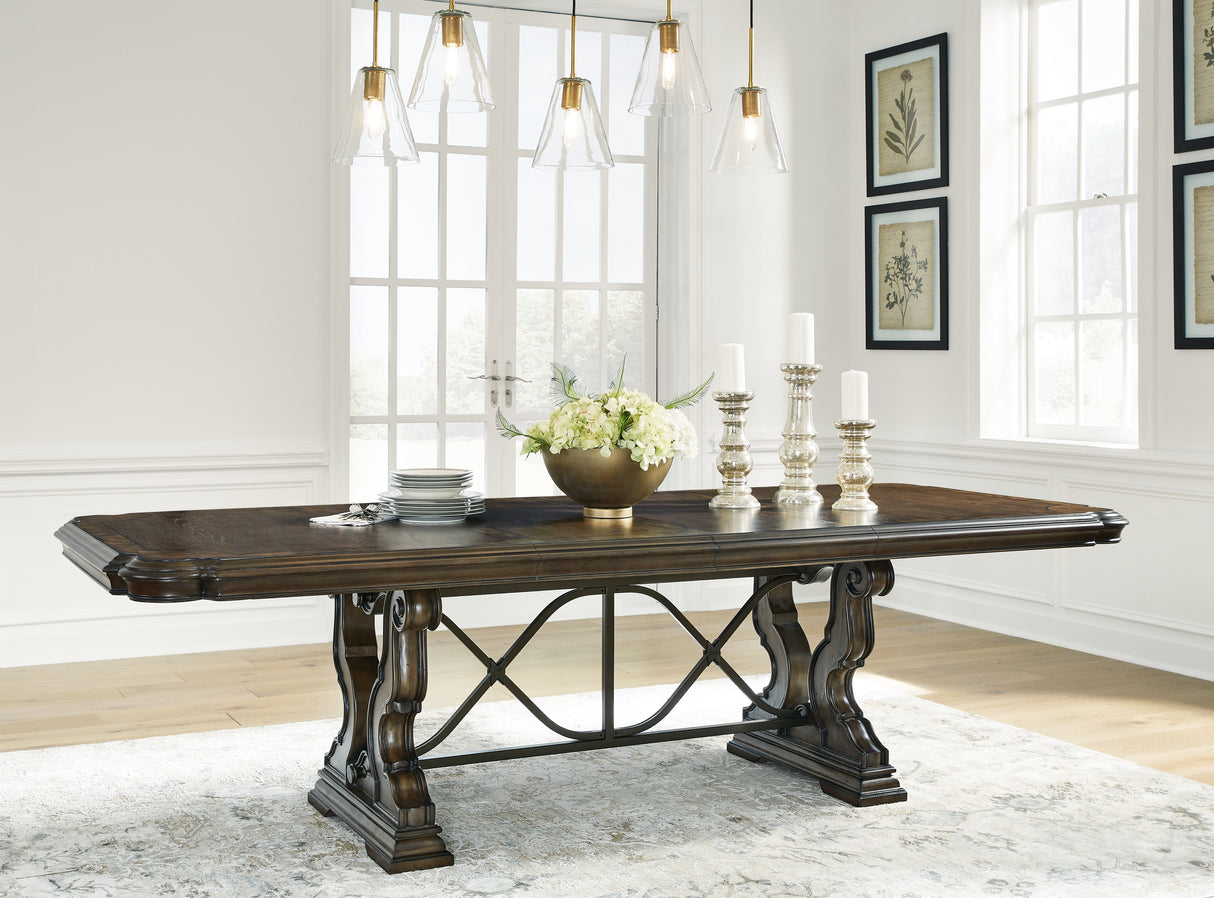 Nashville Furniture Outlets - Ashley Furniture - Maylee Dining Room - Dining Extension Table / Dark Brown / 44"W x 108.5"D x 30"H - D947D5