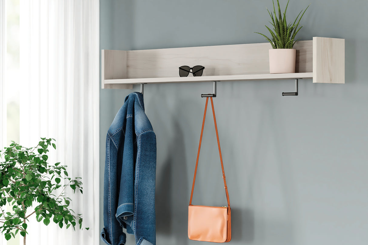Nashville Furniture Outlets - Ashley Furniture - Socalle Wall Decor - Wall Mounted Coat Rack w/Shelf / Light Natural - EA1864-151