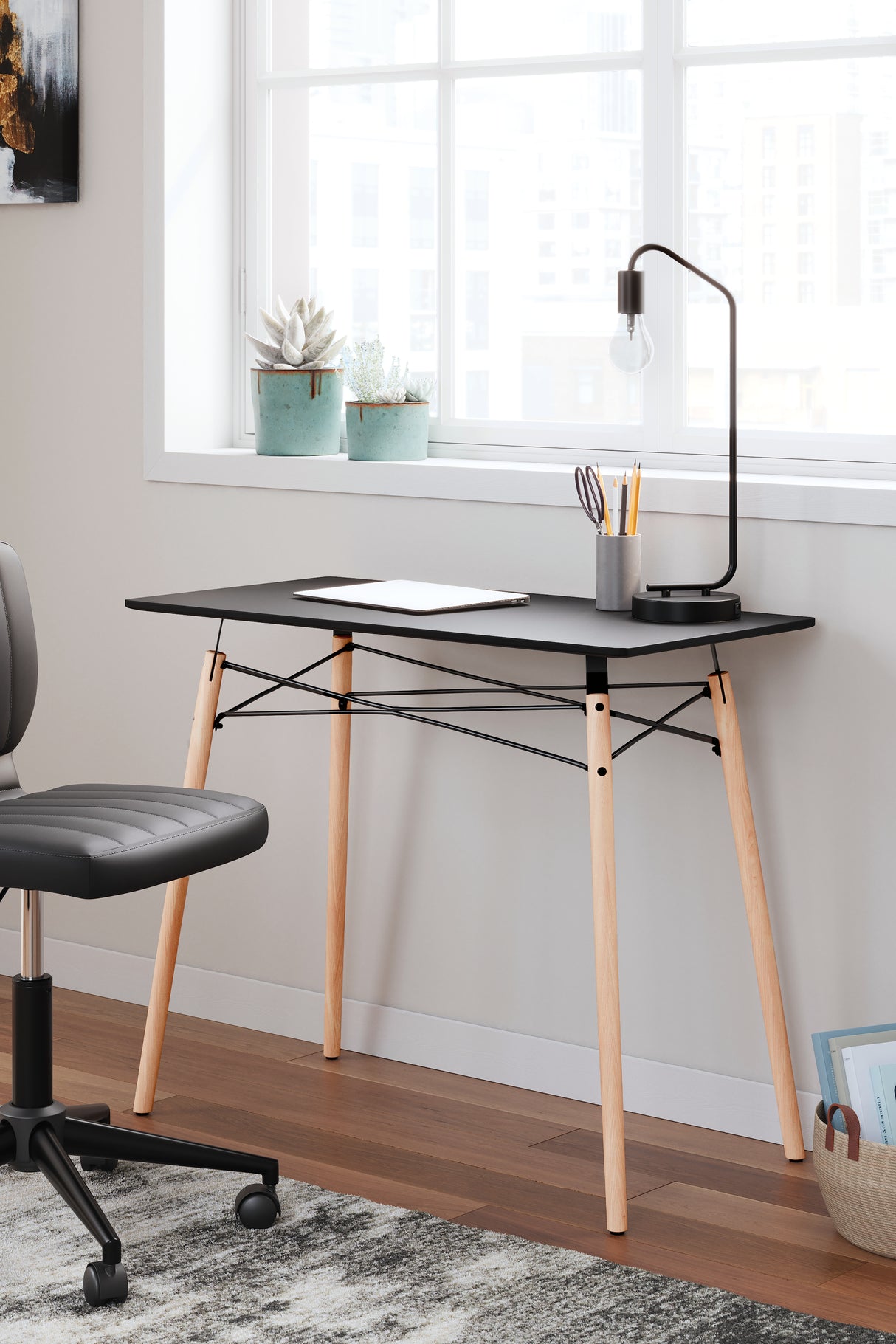 Nashville Furniture Outlets - Ashley Furniture - Jaspeni Office Desk - Home Office Desk / Black/Natural - H020-10