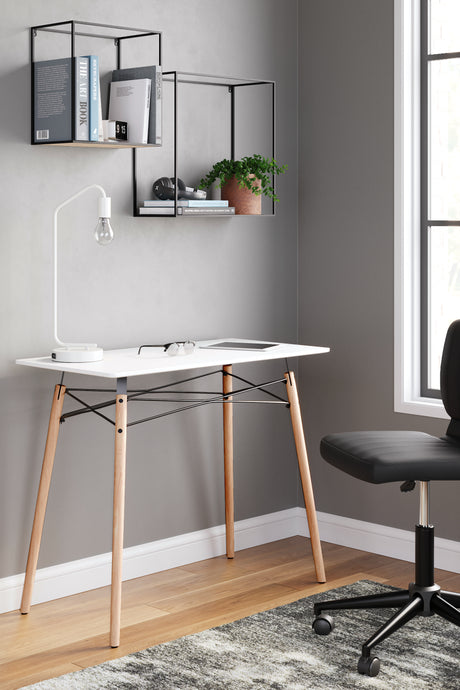 Nashville Furniture Outlets - Ashley Furniture - Jaspeni Office Desk - Home Office Desk / White/Natural - H020-110