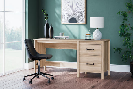 Nashville Furniture Outlets - Ashley Furniture - Battelle Office Desk - 60" Home Office Desk with Return / Tan - H3929H1