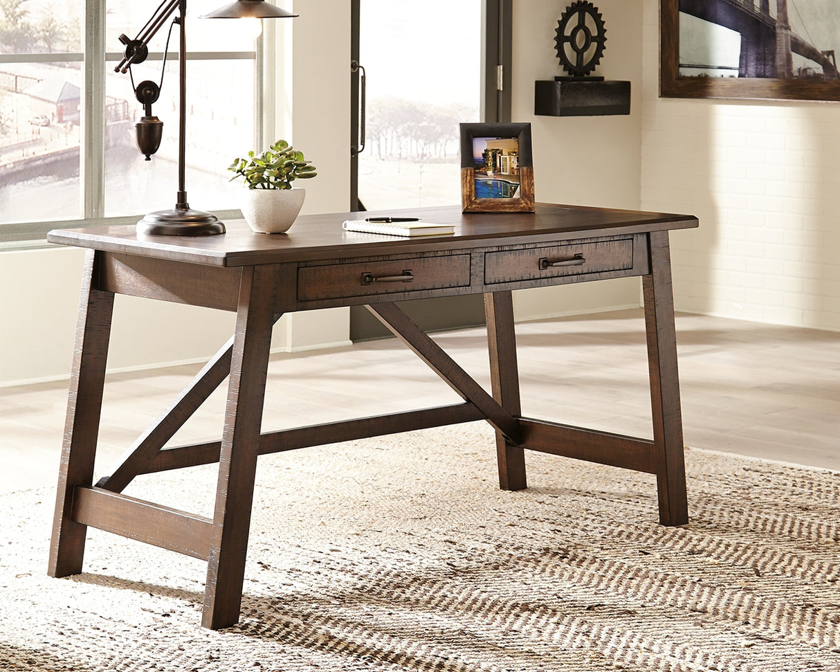 Nashville Furniture Outlets - Ashley Furniture - Baldridge Office Desk - Home Office Large Leg Desk / Rustic Brown - H675-44