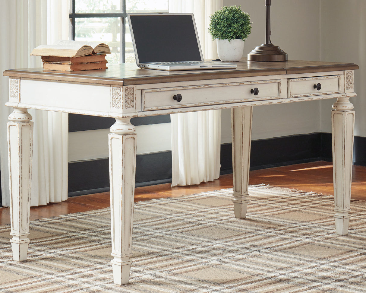 Nashville Furniture Outlets - Ashley Furniture - Realyn Office Desk - Home Office Lift Top Desk / White/Brown - H743-134