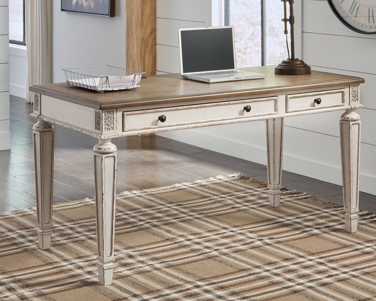 Nashville Furniture Outlets - Ashley Furniture - Realyn Office Desk - Home Office Desk / White/Brown - H743-34
