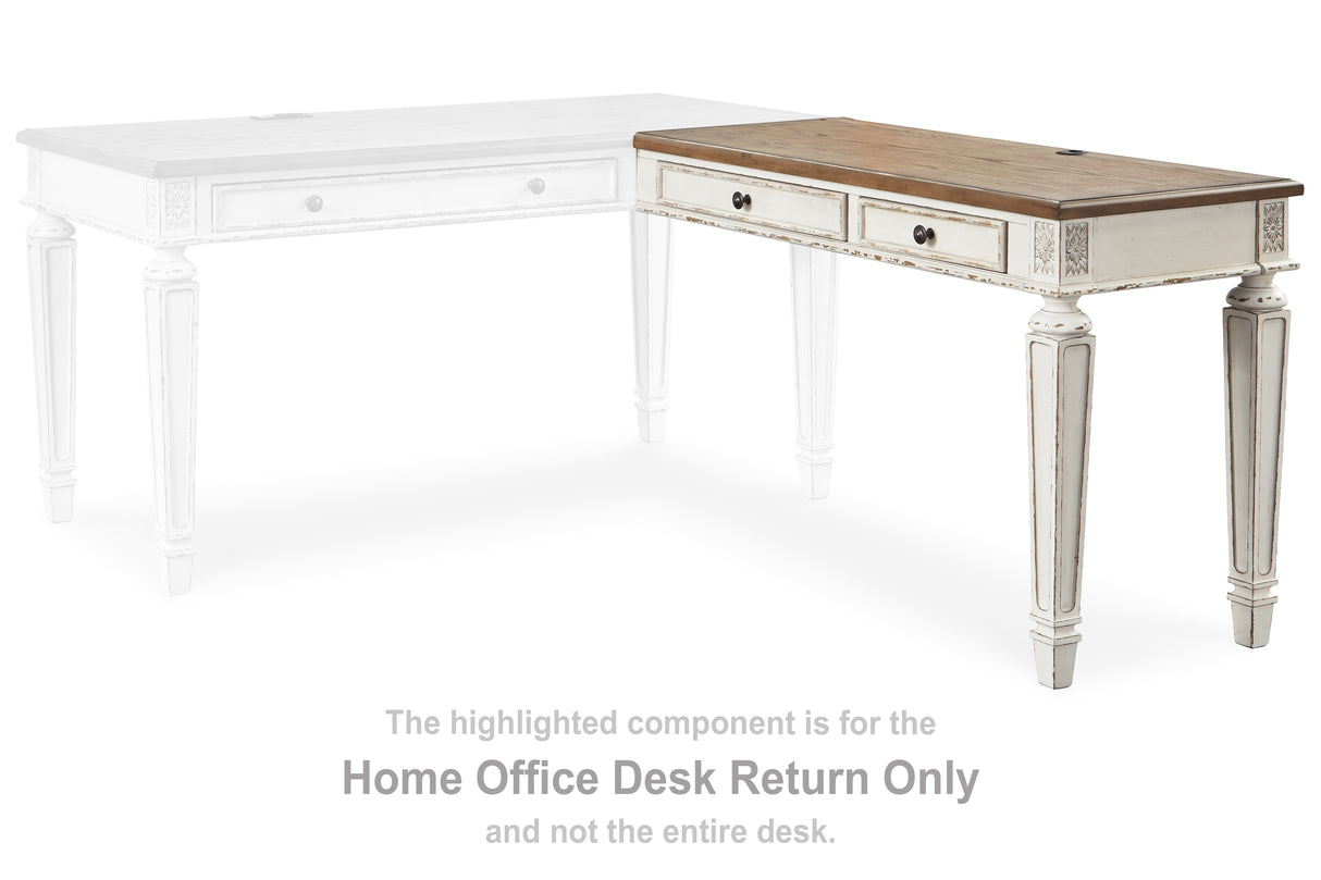 Nashville Furniture Outlets - Ashley Furniture - Realyn Office Desk - Home Office Desk Return / White/Brown - H743-34R
