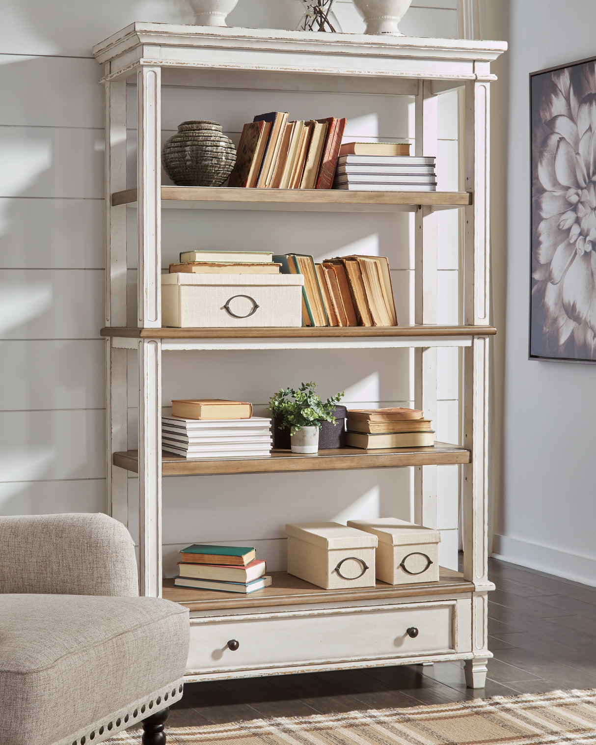 Nashville Furniture Outlets - Ashley Furniture - Realyn Bookcase - Bookcase / Brown/White - H743-70