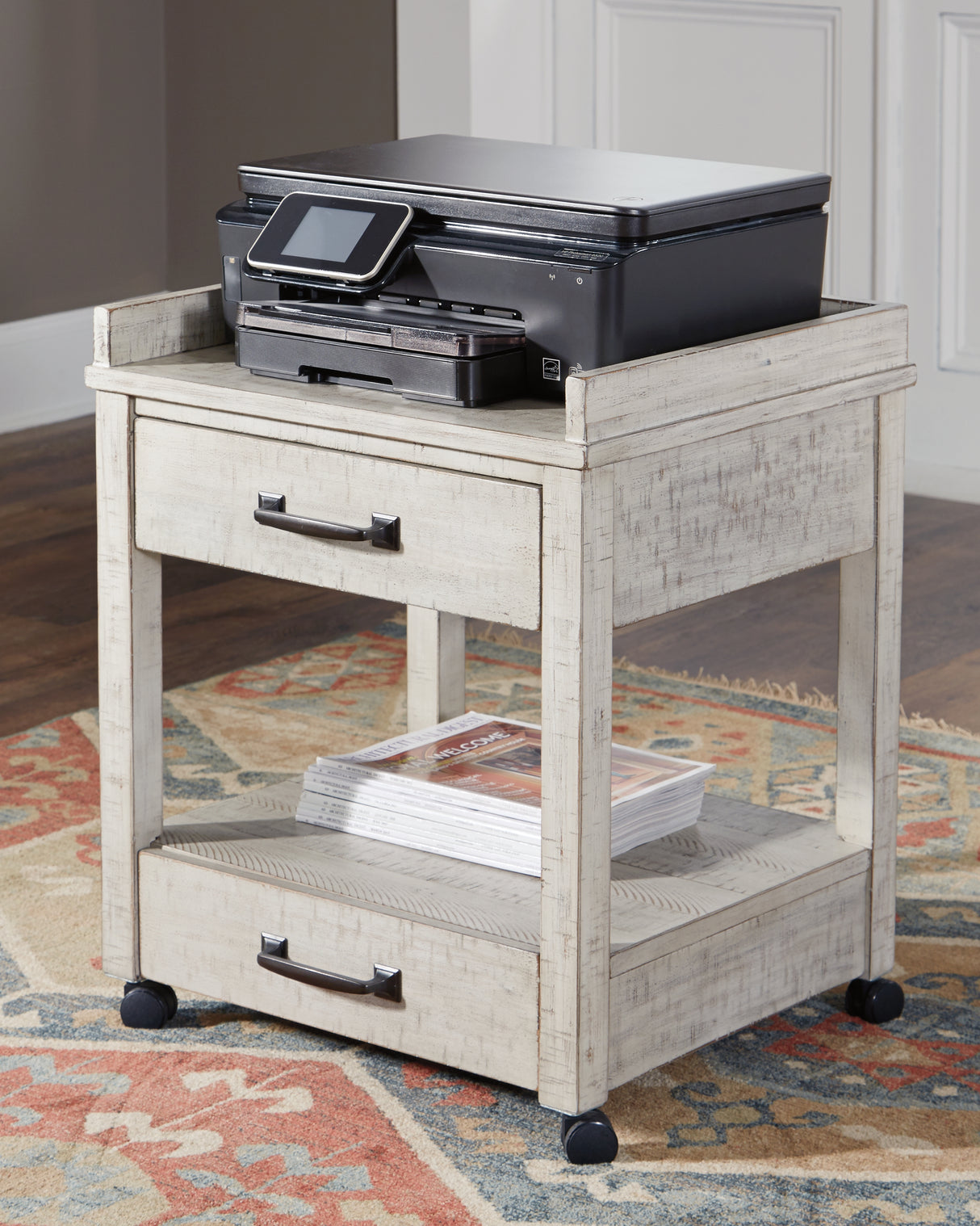 Nashville Furniture Outlets - Ashley Furniture - Carynhurst Printer Stand - Printer Stand / Whitewash - H755-11