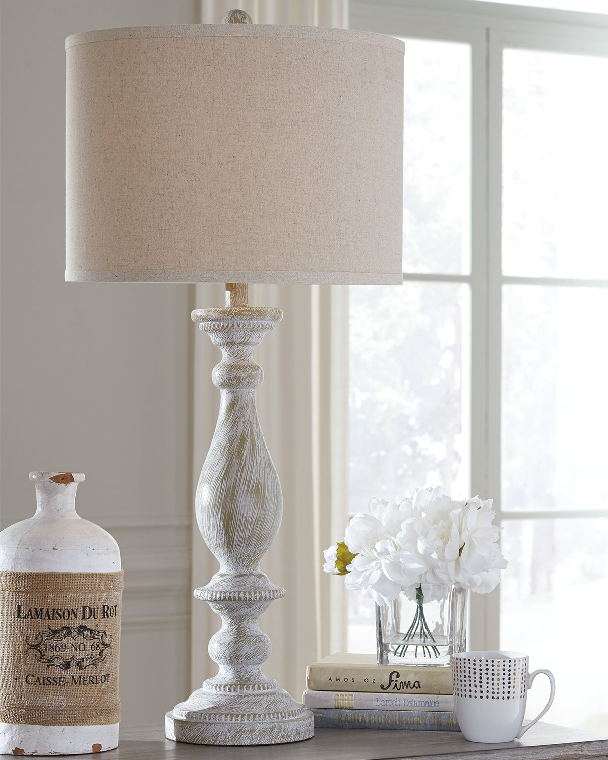 Nashville Furniture Outlets - Ashley Furniture - Bernadate Lighting - Poly Table Lamp (Set of 2) / Whitewash - L235344