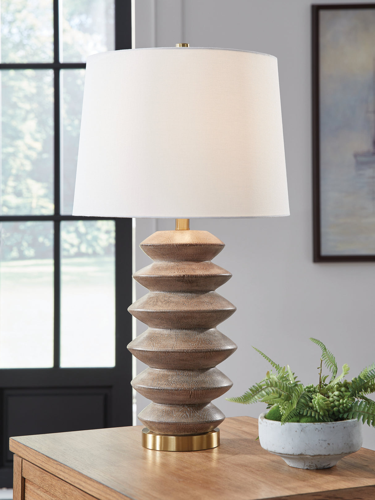 Nashville Furniture Outlets - Ashley Furniture - Jyllyard Lighting - Poly Table Lamp (1/CN) / Brown/Gold Finish - L235944