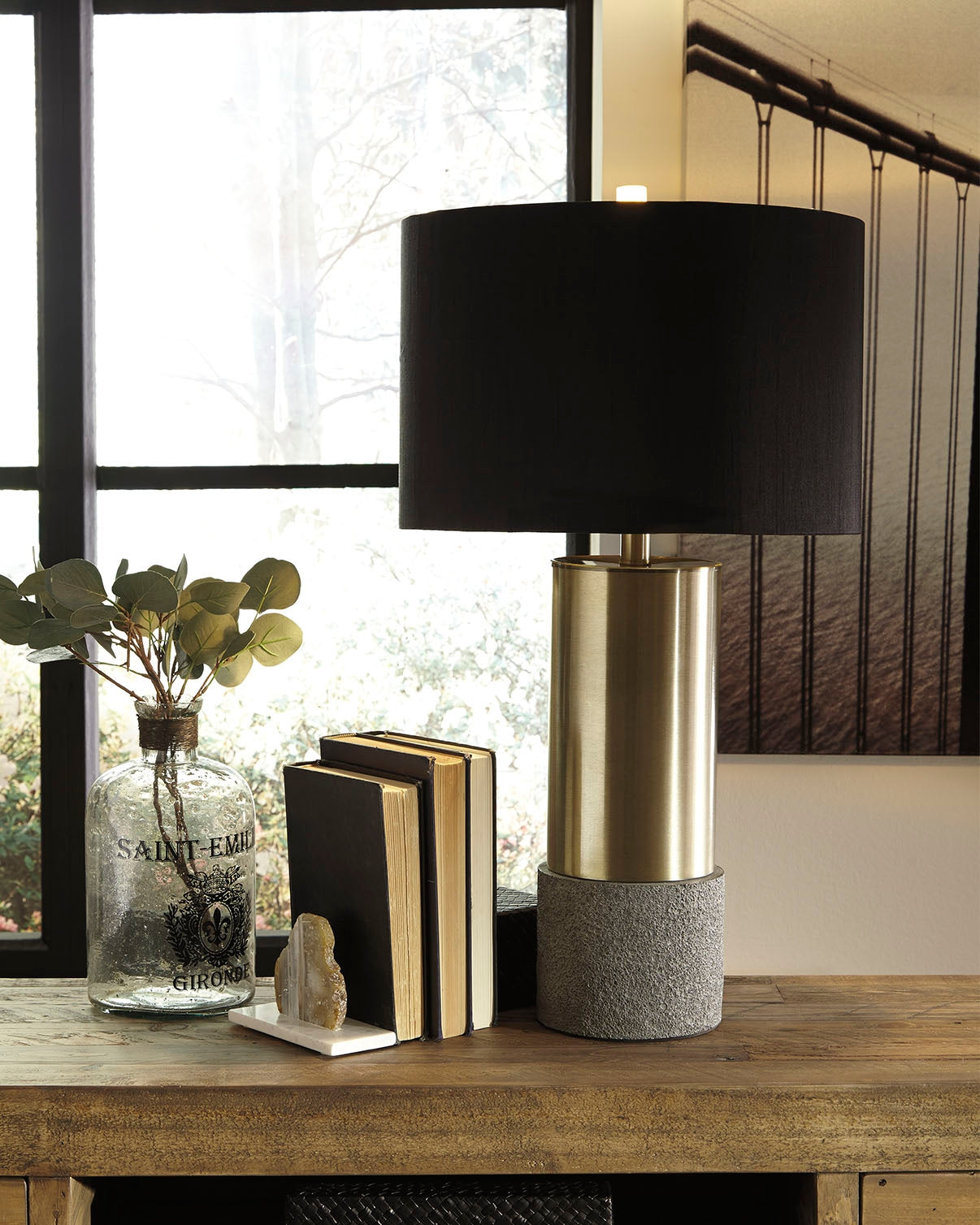 Nashville Furniture Outlets - Ashley Furniture - Jacek Lighting - Metal Table Lamp (Set of 2) / Gray/Brass Finish - L243164