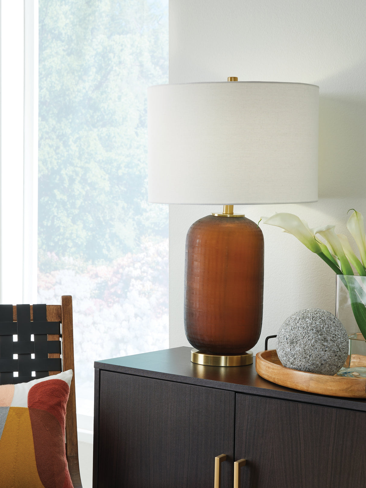 Nashville Furniture Outlets - Ashley Furniture - Farberman Lighting - Glass Table Lamp (1/CN) / Amber - L430864