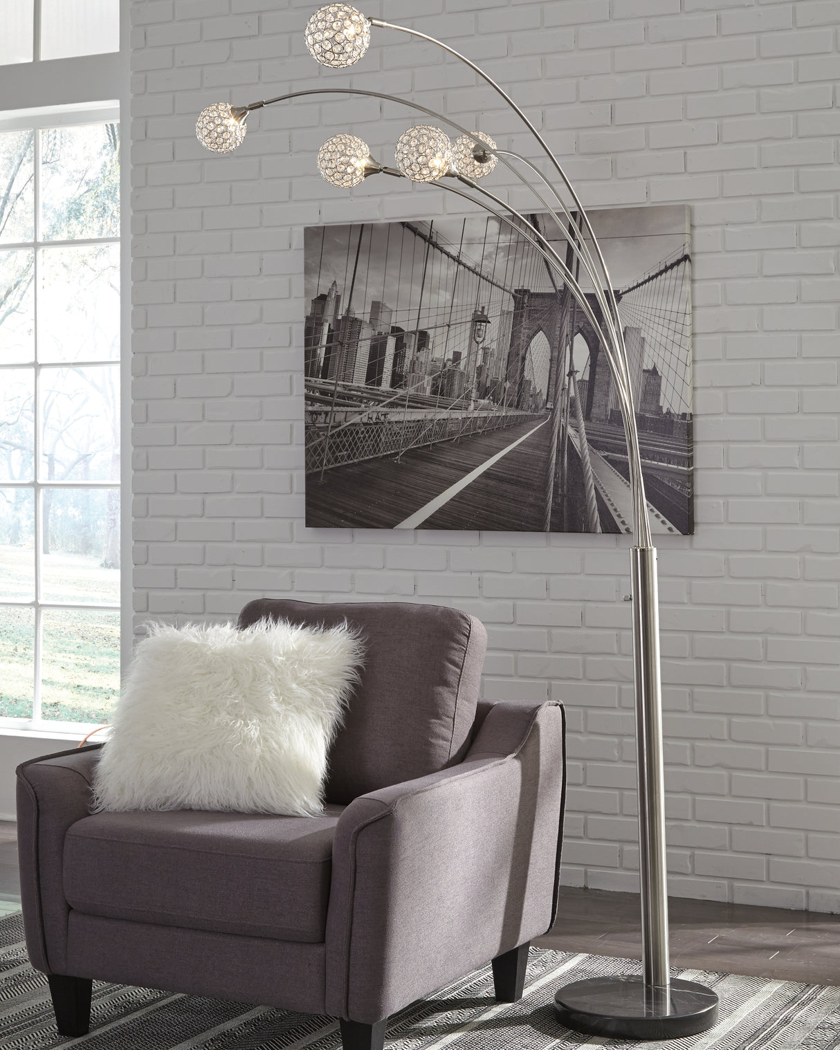 Nashville Furniture Outlets - Ashley Furniture - Winter Lighting - Metal Arc Lamp (1/CN) / Silver Finish - L725089