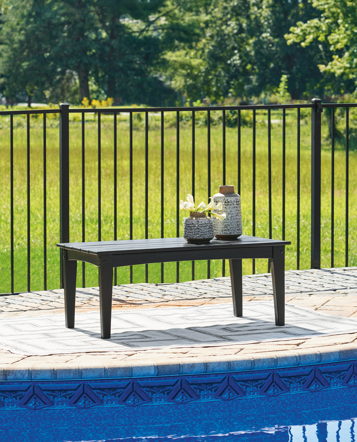 Nashville Furniture Outlets - Ashley Furniture - Hyland wave Outdoor - Rectangular Cocktail Table / Black - P108-701