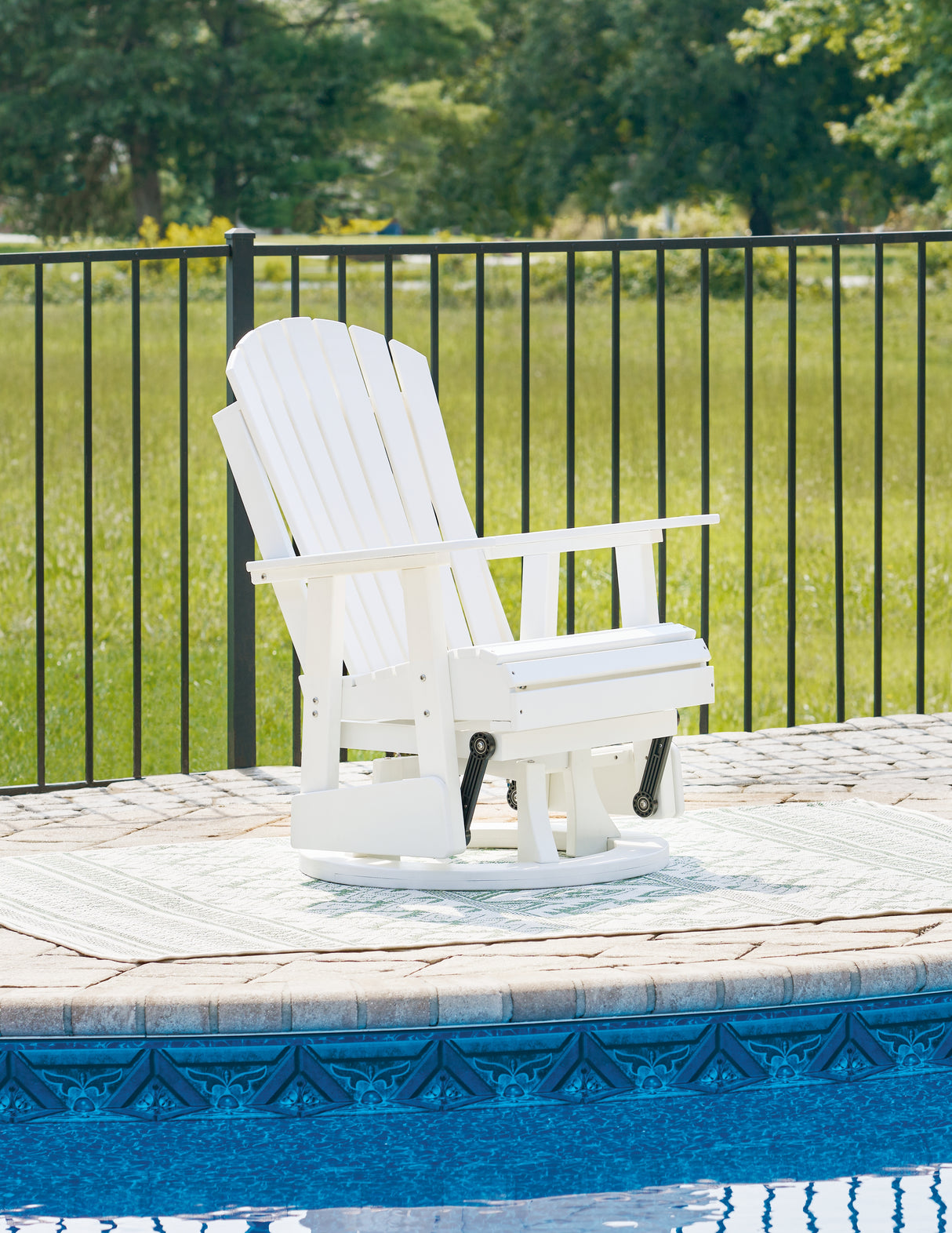 Nashville Furniture Outlets - Ashley Furniture - Hyland wave Outdoor - Swivel Glider Chair / White - P111-820