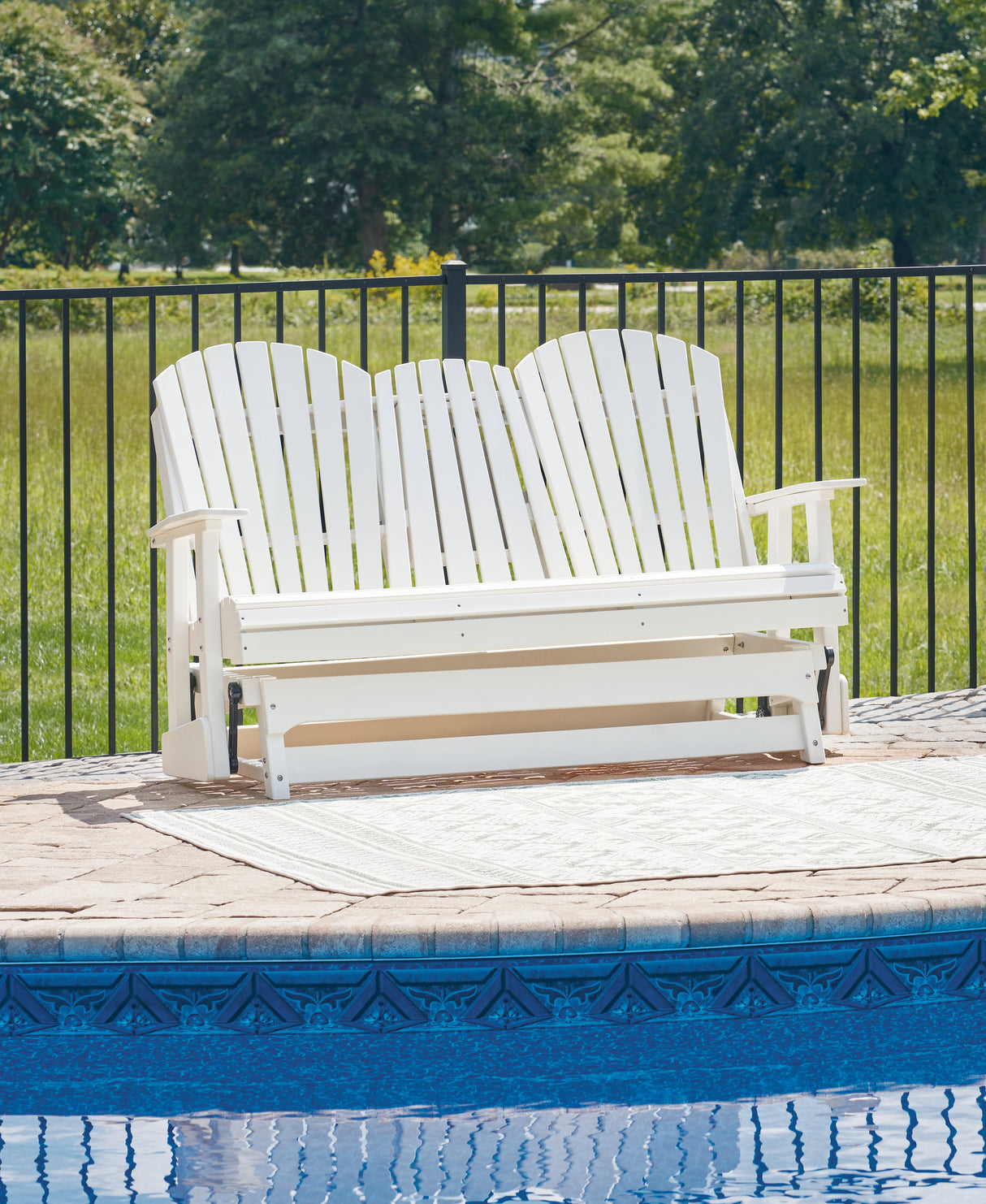 Nashville Furniture Outlets - Ashley Furniture - Hyland wave Outdoor - Glider Loveseat / White - P111-835