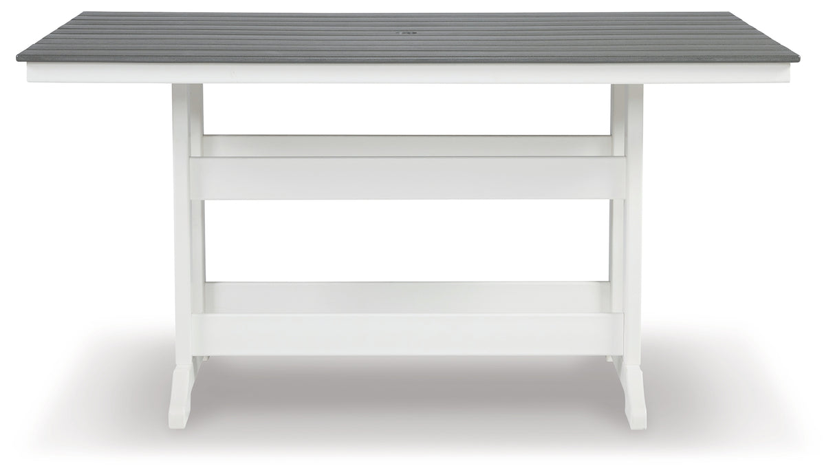 Nashville Furniture Outlets - Ashley Furniture - Transville Outdoor - RECT COUNTER TABLE W/UMB OPT / Gray/White - P210-642