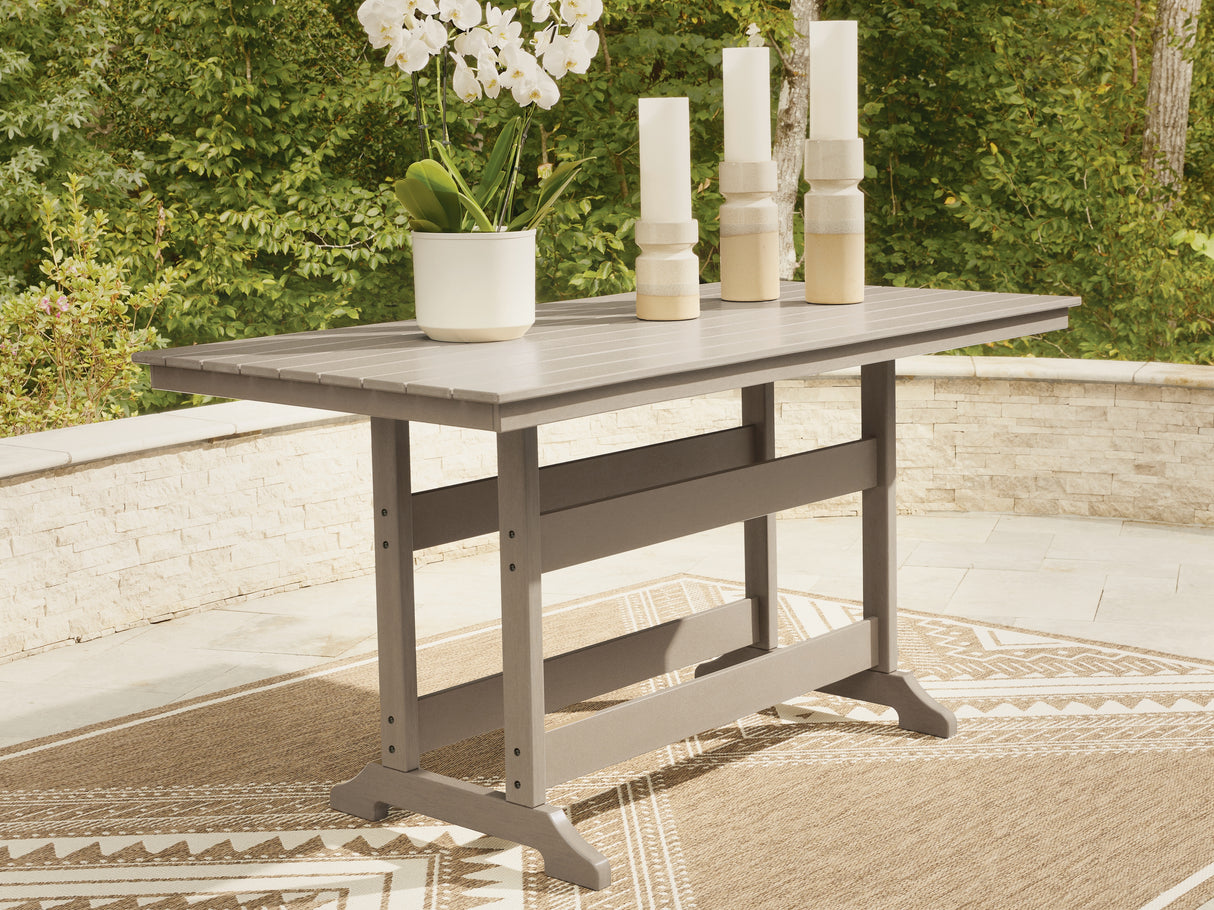 Nashville Furniture Outlets - Ashley Furniture - Seacliff Beach Outdoor - RECT COUNTER TABLE W/UMB OPT / Medium Brown - PCP228-642