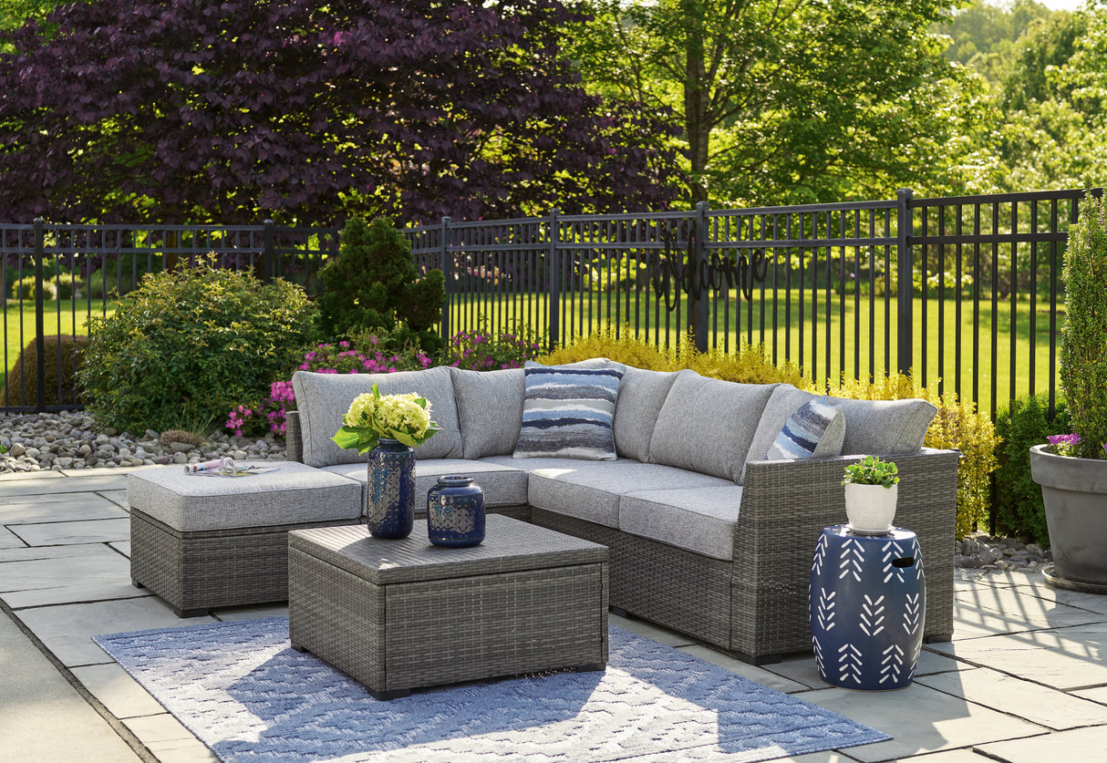 Nashville Furniture Outlets - Ashley Furniture - Petal Road Outdoor - LoveseatSEC/OTTO/TBL Set(4/CN) / Gray - P297-070