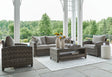 Nashville Furniture Outlets - Ashley Furniture - Oasis Court Outdoor - Sofa/Chairs/Table Set (4/CN) / Gray - P335-081
