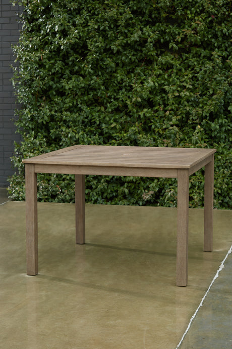 Nashville Furniture Outlets - Ashley Furniture - Aria Plains Outdoor - Square Dining Table w/UMB OPT / Brown - P359-615